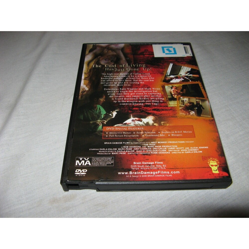 Toe Tags DVD Horror Darla Enlow, Marc Page, Larry Scott BRAIN DAMAGE FILMS - Picture 2 of 3